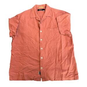 Nat Nast Luxury Originals Shirt Mens Medium Button Up Coral Silk Blend Casual